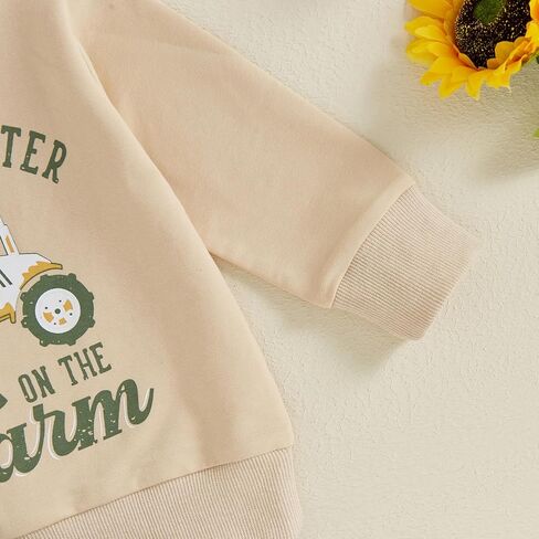 Toddler Boys Fall Outfits Farm Truck Letter Print Long Sleeve Crew Neck Sweatshirts Pocket Pants 2Pcs Clothes Set in Saudi Arabia