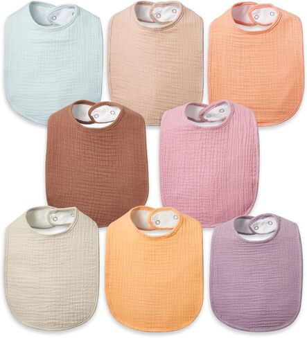 Lilian&Gema Baby Bibs 8 Pack Baby Drool Bibs for Unisex Boys Girls,Soft Cotton Bibs for Teething and Drooling Newborn in Kuwait