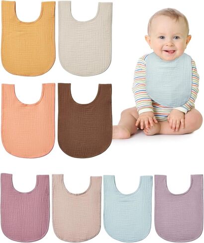 Lilian&Gema Baby Bibs 8 Pack Baby Drool Bibs for Unisex Boys Girls,Soft Cotton Bibs for Teething and Drooling Newborn in Kuwait