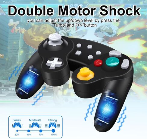 HaeBorl Wireless Gamecube Switch Controller, Switch Pro Controller Compatible with Nintendo Switch/Switch OLED/Steam/PC, Switch Controller with 600mAh Built-in Battery, Turbo&Dual Vibration, Black in Saudi Arabia