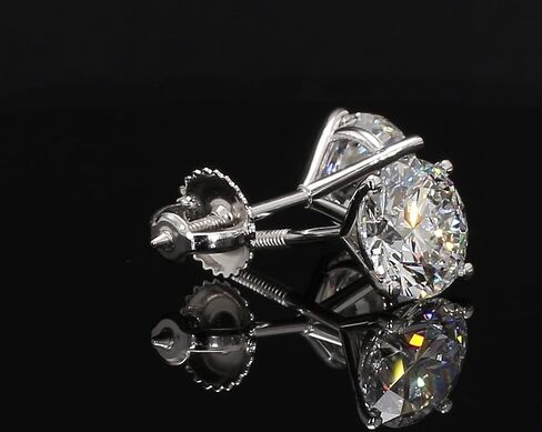 14K White Gold 2 Carat TW IGI Certified Lab Grown Diamond Solitaire Stud Earrings for Women - 4 Prong Secure Screw Back - Wedding Engagement Jewelry Gift for Her, Birthday, E-F Color, VVS-VS Clarity in Saudi Arabia