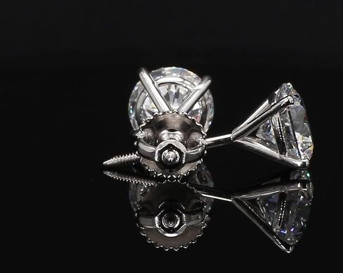 14K White Gold 2 Carat TW IGI Certified Lab Grown Diamond Solitaire Stud Earrings for Women - 4 Prong Secure Screw Back - Wedding Engagement Jewelry Gift for Her, Birthday, E-F Color, VVS-VS Clarity in Saudi Arabia