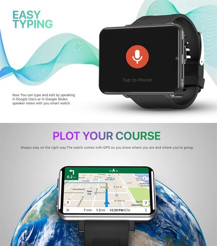 4G Smart Watch 2.86 Inch Screen Android 7.1 1GB+16GB 5MP Camera 2700mAh Battery Smartwatch for Men (Black, 1GB 16GB) in Kuwait