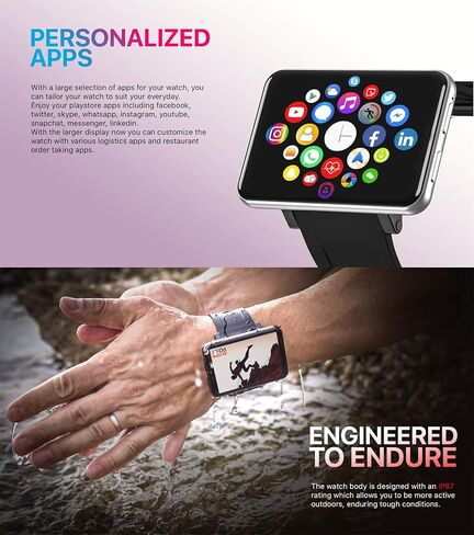 4G Smart Watch 2.86 Inch Screen Android 7.1 1GB+16GB 5MP Camera 2700mAh Battery Smartwatch for Men (Black, 1GB 16GB) in Kuwait