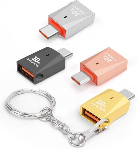 Upgraded Zinc Alloy USB C to USB Adapter 4 Pack, Type C Male to USB 3.0 Female Converter, OTG Adapter with Keychain, Compatible with iPad Samsung Galaxy Google Pixel (Mixed Color) in Saudi Arabia