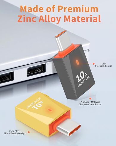 Upgraded Zinc Alloy USB C to USB Adapter 4 Pack, Type C Male to USB 3.0 Female Converter, OTG Adapter with Keychain, Compatible with iPad Samsung Galaxy Google Pixel (Mixed Color) in Saudi Arabia