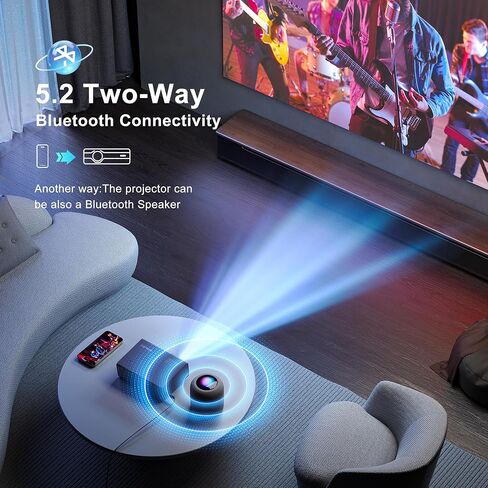 جهاز عرض مزود بواي فاي وبلوتوث، جهاز عرض 4K [تركيز تلقائي/6D Keystone] أجهزة عرض أصلية 1080P مع شاشة 300 بوصة، 600 ANSI 4K يدعم تكبير بنسبة 50%، جهاز عرض Agreago خارجي لنظام iOS/Android/TV Stick in Kuwait