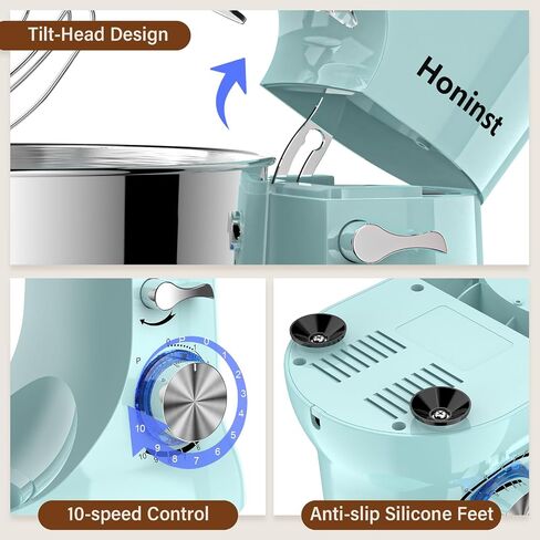Stand Mixer, 3-In-1 10-Speed 660W 6QT Tilt-Head Food Mixer, Electric Mixer with Bowl, Dough Hook, Whisk and Beater, Kitchen Mixer for Baking, Cake and Most Home Cooks, Red in Saudi Arabia