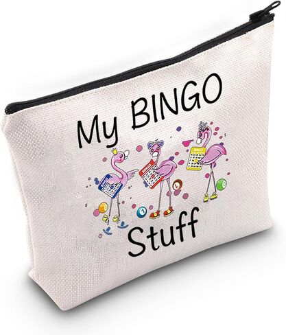 هدية JXGZSO المضحكة لمحبي البنغو هدية المقامر My Bingo Stuff Lucky Bingo حقيبة مستحضرات التجميل لمستحضرات التجميل هدية لاعب البنغو (بينجو أسود) in Saudi Arabia