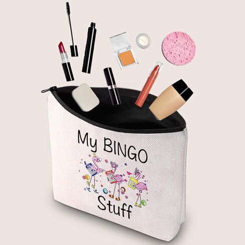 هدية JXGZSO المضحكة لمحبي البنغو هدية المقامر My Bingo Stuff Lucky Bingo حقيبة مستحضرات التجميل لمستحضرات التجميل هدية لاعب البنغو (بينجو أسود) in Saudi Arabia