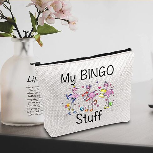 هدية JXGZSO المضحكة لمحبي البنغو هدية المقامر My Bingo Stuff Lucky Bingo حقيبة مستحضرات التجميل لمستحضرات التجميل هدية لاعب البنغو (بينجو أسود) in Saudi Arabia