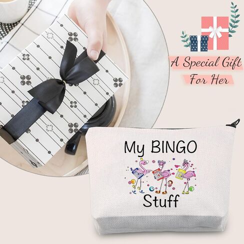 هدية JXGZSO المضحكة لمحبي البنغو هدية المقامر My Bingo Stuff Lucky Bingo حقيبة مستحضرات التجميل لمستحضرات التجميل هدية لاعب البنغو (بينجو أسود) in Saudi Arabia