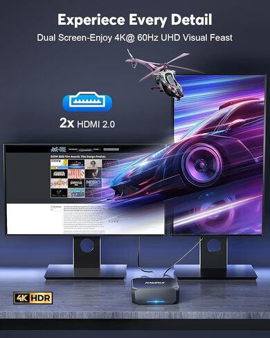 KAMRUI AK2 Plus كمبيوتر صغير، Intel الجيل الثاني عشر Alder Lake- N100 (حتى 3.4 جيجا هرتز) أجهزة كمبيوتر مكتبية صغيرة، 16 جيجابايت DDR4 RAM 1 تيرابايت M.2 NVME SSD Micro PC، يدعم Dual HDMI 4K UHD/WiFi5/BT4.2 للمكتب المدرسي المنزلي . in Kuwait