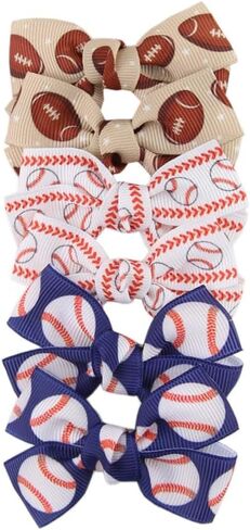 6Pcs Football Hair Bow Clip Baby Girls Sport Soccer Bow Hair Clip Infant Toddler Bowknot Hair Bow, Soccer Gifts for Girls Soccer Team ZFJ47 (Football Set) in Saudi Arabia