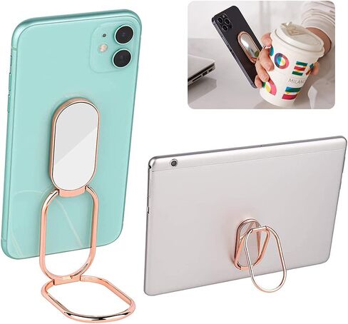 Cell Phone Ring Holder Finger Kickstand, CLZWiiN Foldable 360° Rotation Cellphone Stand for Desk, Office Desktop, Magnetic Car Mount, Metal Multi-Angle for Phone Back Grip (Gun Black) in Saudi Arabia