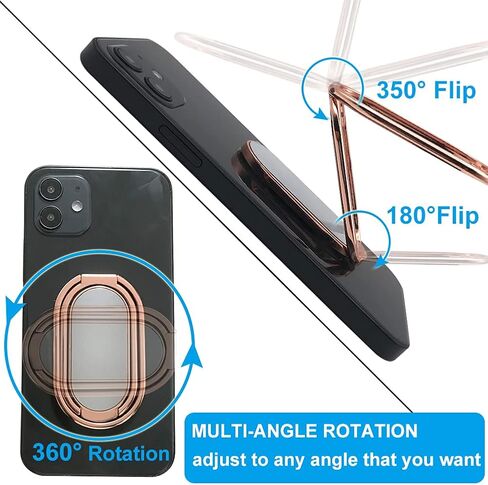 Cell Phone Ring Holder Finger Kickstand, CLZWiiN Foldable 360° Rotation Cellphone Stand for Desk, Office Desktop, Magnetic Car Mount, Metal Multi-Angle for Phone Back Grip (Gun Black) in Saudi Arabia