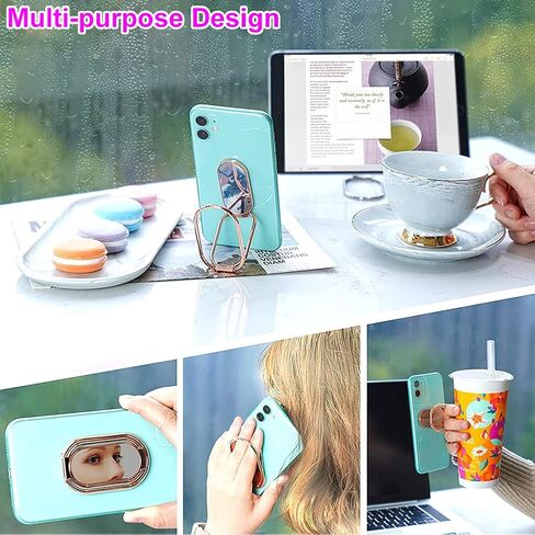 Cell Phone Ring Holder Finger Kickstand, CLZWiiN Foldable 360° Rotation Cellphone Stand for Desk, Office Desktop, Magnetic Car Mount, Metal Multi-Angle for Phone Back Grip (Gun Black) in Saudi Arabia
