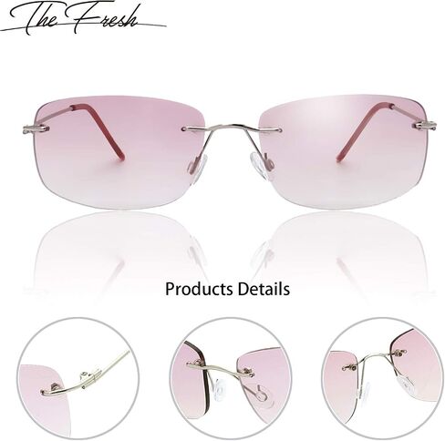 The Fresh Minimalist Small Rectangular Sunglasses Clear Eyewear Spring Hinge - Gift Box Package (105-Gun grey, Gradient Light Grey, 58) in Kuwait