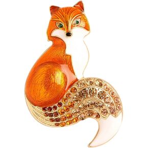 Jana Winkle Rhinestone Enamel Fox Brooches Women Animal Party Brooch Pins