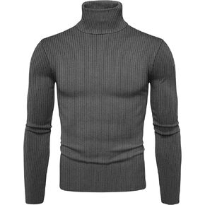 URBAN BUCK Mens Turtleneck Sweater Long Sleeve Slim fit Soft Ribbed Knitted Casual Pullover Turtle Neck Shirt