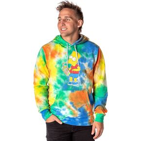 Mad Engine The Simpsons Men's Bart Squishee Brain Freeze Tie Dye Pullover Hoodie