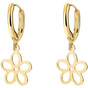 Minimalist Daisy Flower Dangle Hoop Earrings 925 Sterling Silver Hollow Flowers Cartilage Earring Small Huggie Hoops Drop Dangling Dainty Jewelry Gifts for Women Girls Hypoallergenic