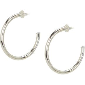 Small Everybody's Favorite 2 Inch Tubular Lightweight Hoop Earrings in Shiny Polished Silver Plated