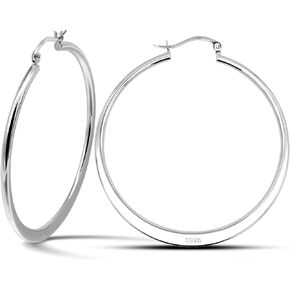 Fashion 925 Sterling Silver Earrings Classic 54MM Geometric Hoop Earrings For Women Solid Silver Anti-Allergy Jewelry Party Accessories