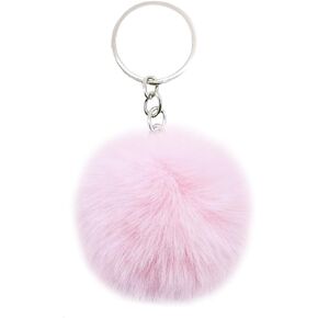 jtkdxqs Pom Pom Keychain Artificial Mink Fur Plush Fluffy Soft Ball Key Ring Rainbow for Women Girls