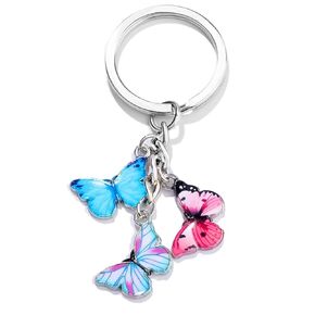 Vintage Butterfly Pendant Keychain Enameled Charms Car Purse Bag Keychain For Women Girls(Style 2), One Size