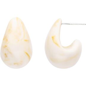 Plikin TearDrop Earrings For Women Chunky Coffee Hoop Earring Lightweight Hollow Open Waterdrop Earrings Hypoallergenic Fashion Jewelry Teens Girls