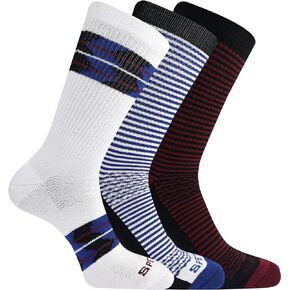 Sperry Men's Cotton Boat Crew Socks-3 Pair Pack-Arch Support and Comfort Footbed Cushioning