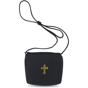 VILLAGE GIFT IMPORTERS 4" Large Black Burse | Perfect for Pyx Travel and Communions | Holds Most Single Pyxes | Christian Home Goods