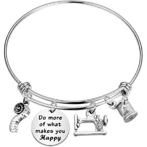 CHOROY Sewing Charm Bracelet Quilting Bangle Sewing Lover Gift Seamstress Gift I Love Sewing Jewelery Gift for Costume Designer (Sewing Bracelet)
