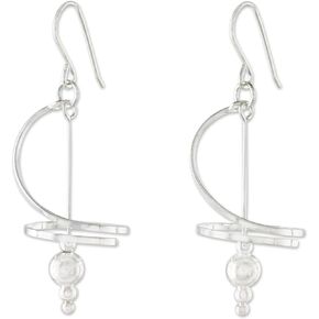 NOVICA Artisan Handmade .925 Sterling Silver Dangle Earrings Fair Trade Modern Thailand 'Pirouette'