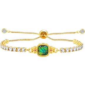 JunyiDIY Female Zircon Bracelet Adjustable, Square Resin Charm Crystal Sparkle Personality Jewelry for Wife Mother Girl Christmas Birthday Festivals Gift