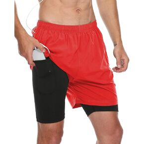 FEDTOSING شورت الجري الرياضي 2 في 1 للرجال سريع الجفاف 5 بوصة للتمرين في صالة الألعاب الرياضية وجيب خلفي بسحاب in Kuwait