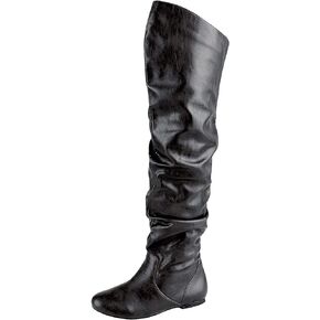 ABSOLEX Women's Fashion Closed Round Toe Slouch Flat Heel Boot