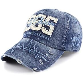 Vintage Distressed Dad Hat Trucker Cap Light Acid Washed Denim 1985 Baseball Cap Adjustable Clip for Universal Fit