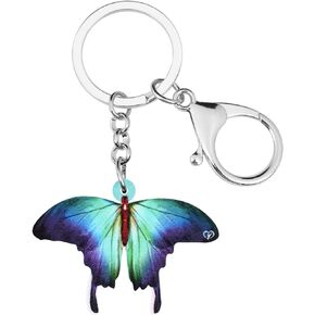 BONSNY Rainforest Morpho Helena Butterfly Key Chains For Women GIFT Rings INSECT Charms¡­