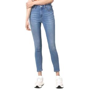 VERVET by Flying Monkey Women's High Rise Soft Blue Stretch Crop Skinny Jeans