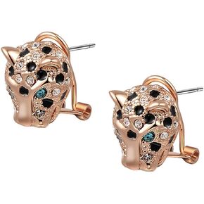 اقراط اذن مرصعة باحجار زركونيا مكعبة مطلية بالذهب بتصميم جلد الفهد وجاكوار مرصع بفهد مرصع باحجار الزركونيا المكعبة للنساء in Kuwait