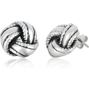Love Knot Stud Earrings for Women | Hypoallergenic Lightweight 925 Sterling Silver Stud Earrings for Women | Oxidized Stud Earrings with Secure & Comfortable Pushbacks in Various Styles By MAX + STONE