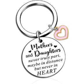 Mom Gifts from Daughter Mothers Day Birthday Present Idea for Women Adults Mothers Daughters Long Distance Keychain Gift Unique Heart Souvenirs