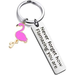 Flamingo Engraved Keychain Stainless Steel Motivational Never Forget How Flamazing You are Keychain Handbag Keyring