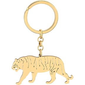 Cute Tiger Keychain Stainless Steel Keyring Wild Animals Jewelry Gifts for Women Girls Car Key Wallet