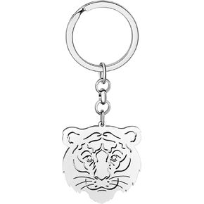 Cute Tiger Keychain Stainless Steel Keyring Wild Animals Jewelry Gifts for Women Girls Car Key Wallet in Saudi Arabia