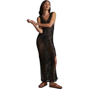 Women's Bikini Swimsuits Two Piece Crochet Fishnet Bra Top Maxi Skirt Cover Up Set Beach Outfits in Kuwait