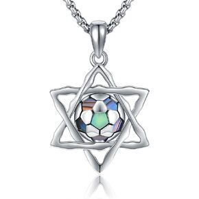 URONE Soccer Necklace 925 Sterling Silver Soccer Ball Pendant Soccer Fan Jewelry Gift for Boys Men Women