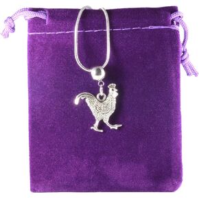 قلادة الدجاج للنساء والرجال - سلسلة ثعبان فاخرة من الفولاذ المقاوم للصدأ مع حلية معدنية - ديكور دجاج، إكسسوارات دجاج مثالية، أشياء دجاج وديكورات دجاج للمنزل والمطبخ in Kuwait